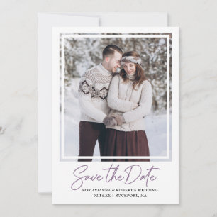 Dusty Purple Text and Photo Save The Date