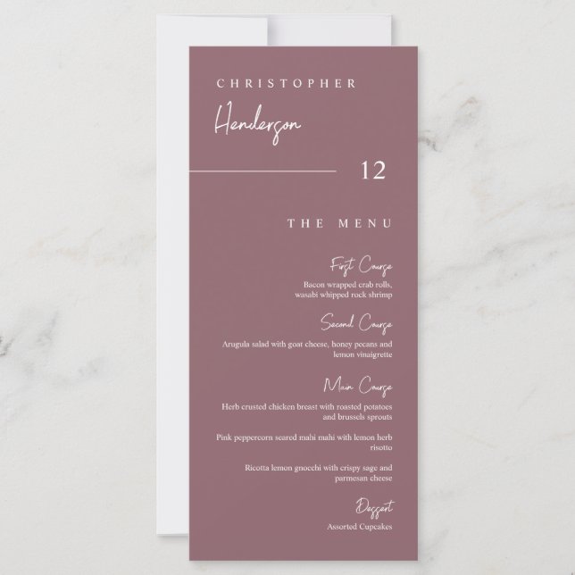 Dusty Purple Thank You Table Escort Placecard Menu (Front)