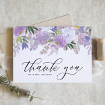 Dusty Purple Watercolor Flowers Garland Wedding Thank You Card<br><div class="desc">Send thank you with this feminine and elegant floral thank you flat card. It features watercolor garland of purple roses and peonies with a whimsical script. Personalise by adding names and messages. This purple floral thank you card is perfect for special events such as weddings and personal cards.</div>