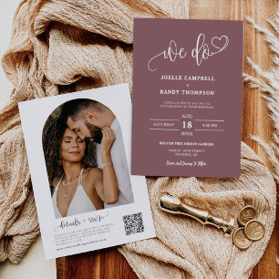 Dusty Purple We Do Boho Wedding QR Code Photo  Invitation