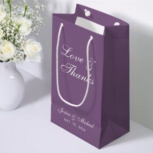 Dusty Purple Wedding Script Love and Thanks Simple Small Gift Bag