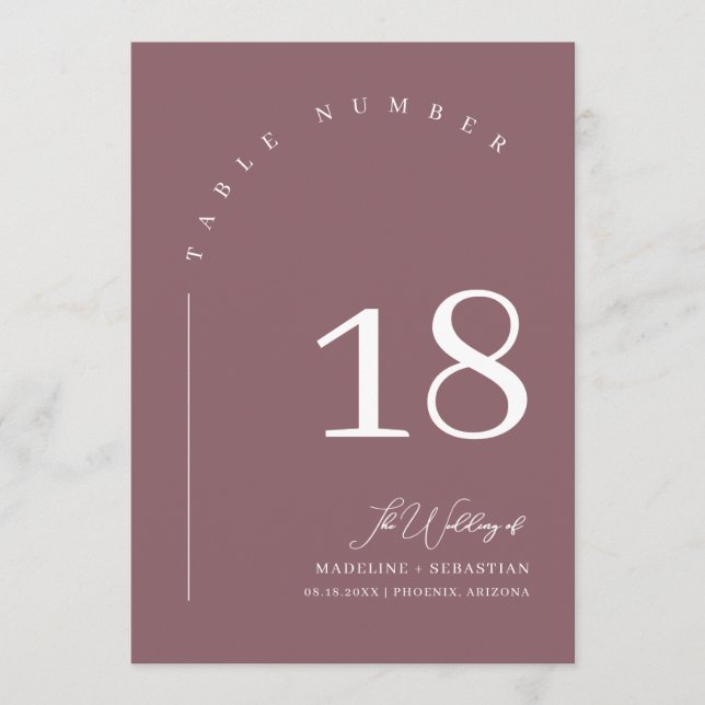 Dusty Purple Wedding Seating Chart Table Number (Front)