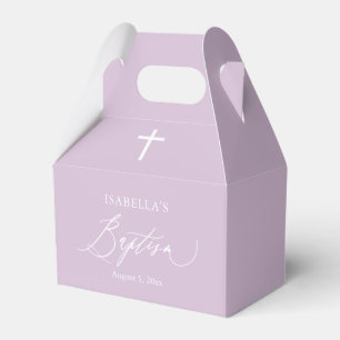 Dusty Purple White Cross Girl Baptism Favour Box