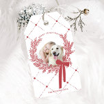 Dusty Red Christmas Wreath Photo Gift Tags<br><div class="desc">Holiday photo gift tag with a simple Christmas wreath. For more advanced customisation of this design,  please click the DESIGN TOOL BUTTON above!</div>