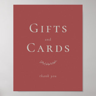 Dusty Red Leaves and Berries Card and Gift Sign