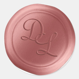Dusty Rose 2 Letter Monogram Wax Seal Stickers