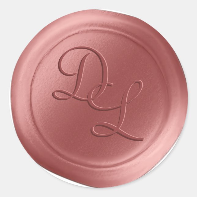 Dusty Rose 2 Letter Monogram Wax Seal Stickers (Front)