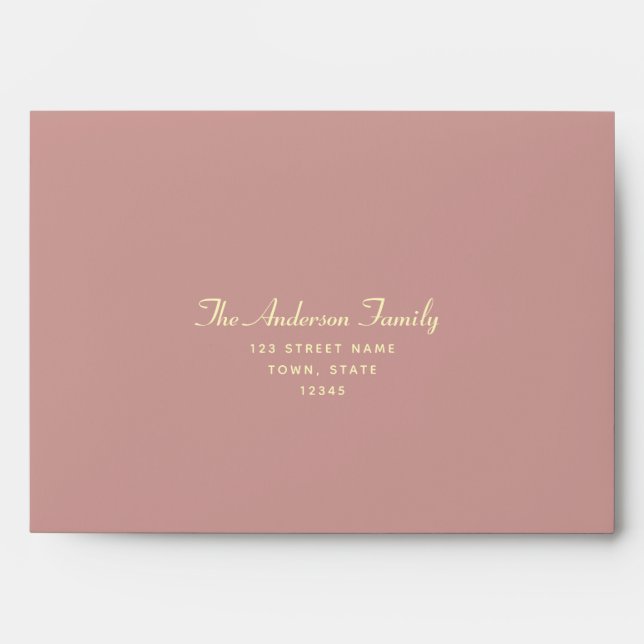 Dusty Rose Addressed Wedding Invitation Envelope (Front)