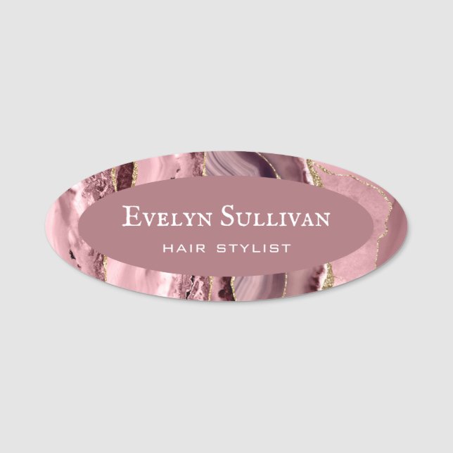 Dusty Rose Agate Name Tag (Front)
