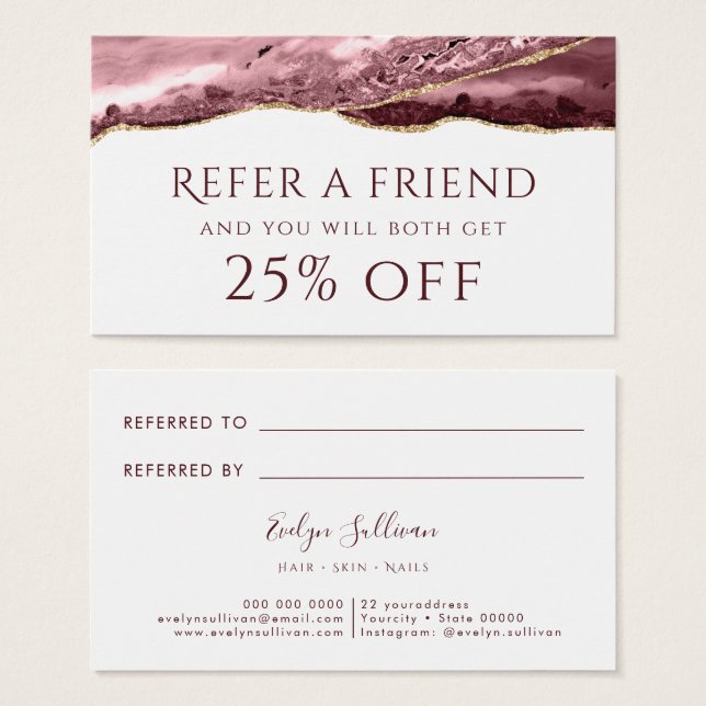 dusty rose Agate Referral Card (Front & Back)