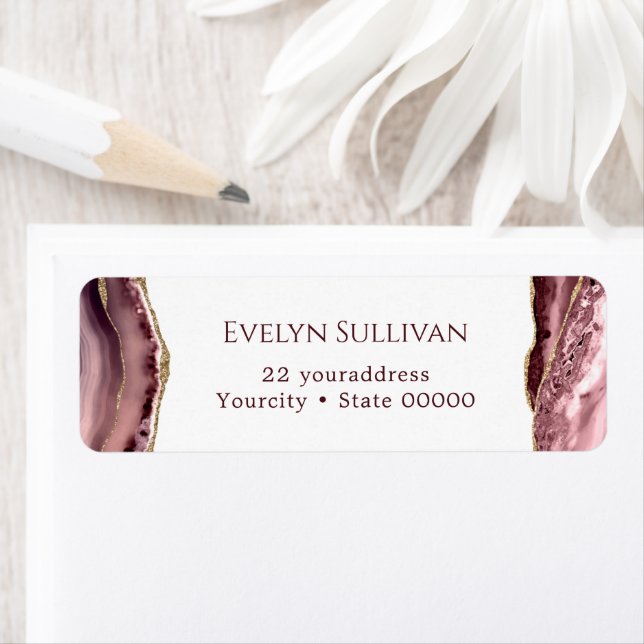 dusty rose agate return address label (Insitu)