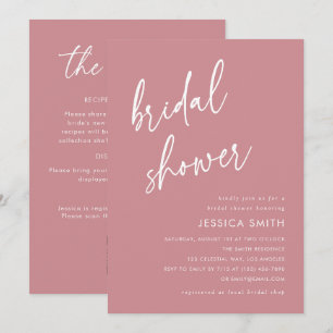 Dusty Rose All in One QR Code Bridal Shower Invitation