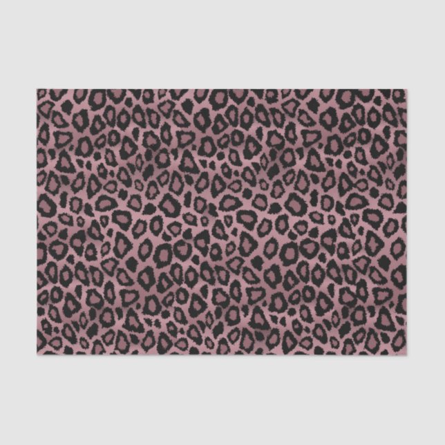 Dusty Rose and Black Leopard Animal Print Tissue Paper (Front)