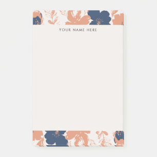 Dusty Rose and Blue Floral with Name Post-it Notes