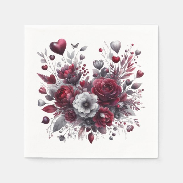 Dusty Rose and Burgundy Napkin (Front)