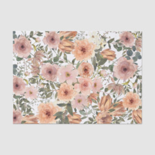 Dusty Rose and Burnt Orange Floral Tissue Paper