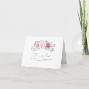 Dusty Rose and Dusty Blue Floral Elegant Thank You Card