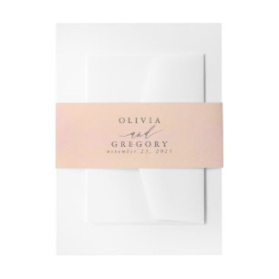 Dusty Rose and Pale Peach Shades Elegant Wedding Invitation Belly Band