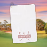 Dusty Rose And White Golf Clubs Personalised Name Golf Towel<br><div class="desc">Personalise the name to create a great golf gift and keepsake. Designed by Thisisnotme©</div>