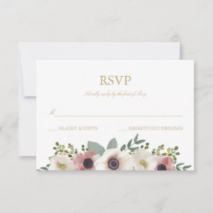Dusty Rose Anemone Bouquet RSVP Card
