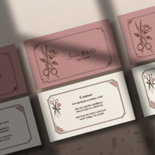 Dusty Rose Art Deco Hair Stylist Business Card