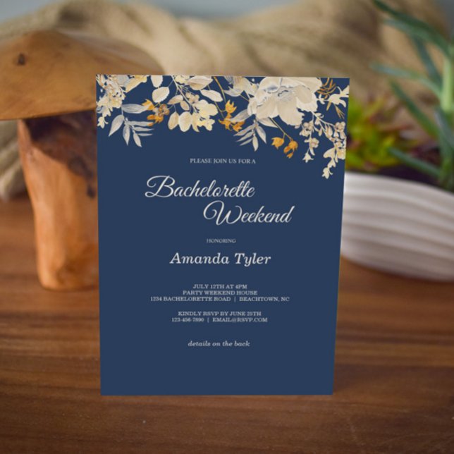 Dusty Rose Autumn Boho Bachelorette Weekend Invita Invitation (Creator Uploaded)