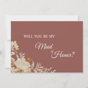 Dusty Rose Autumn Boho Maid of Honour Proposal Car Invitation