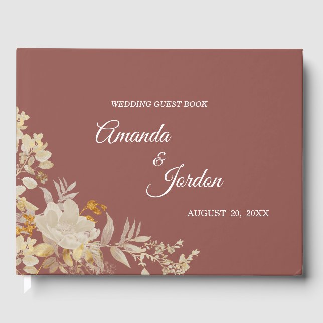 Dusty Rose Autumn Boho Wedding Guest Book (Front)