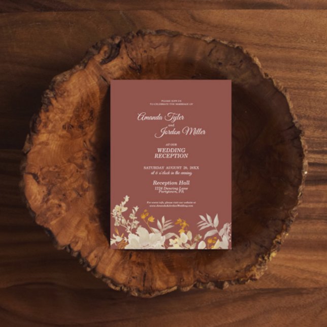 Dusty Rose Autumn Boho Wedding Reception Invitation (Creator Uploaded)