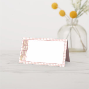 Dusty Rose Baby Blocks Blank Food Labels &  Place Card