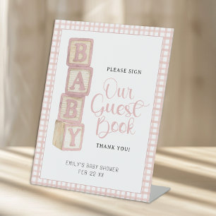Dusty Rose Baby Blocks Please Sign Our Guest Book