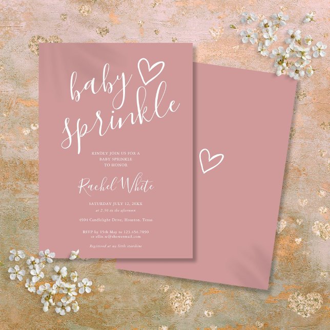Dusty Rose Baby Girl Baby Sprinkle Shower Invitation (Dusty Rose Baby Girl Baby Sprinkle Shower Invitation)
