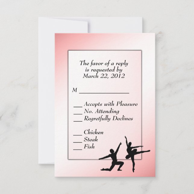 Dusty Rose Ballet Dance RSVP with Menu Choice (Front)