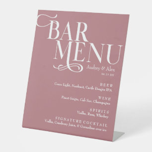 Dusty Rose Bar Menu Pedestal Sign