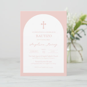 Dusty Rose Bautizo Invitación Baptism Invitation