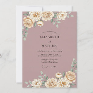 Dusty Rose Bloom Arch Wedding Invitation