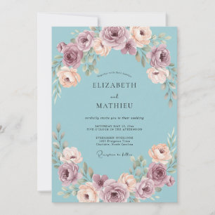 Dusty Rose Blossom Arch Wedding Invitation