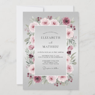 Dusty Rose Blossom Floral Wedding Invitation