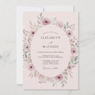 Dusty Rose Blossom Romance Wedding Invitation