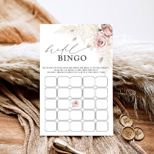 Dusty Rose Blush Floral Bridal Shower Bingo Game