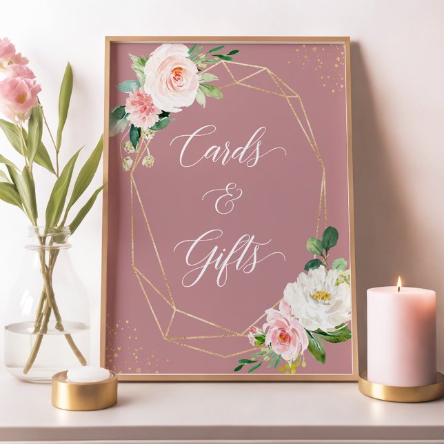 Dusty Rose Blush Floral Cards and Gifts Sign (Creator Uploaded)