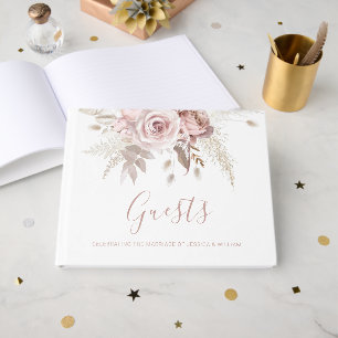 Dusty Rose & Blush Floral Wedding Guest Book