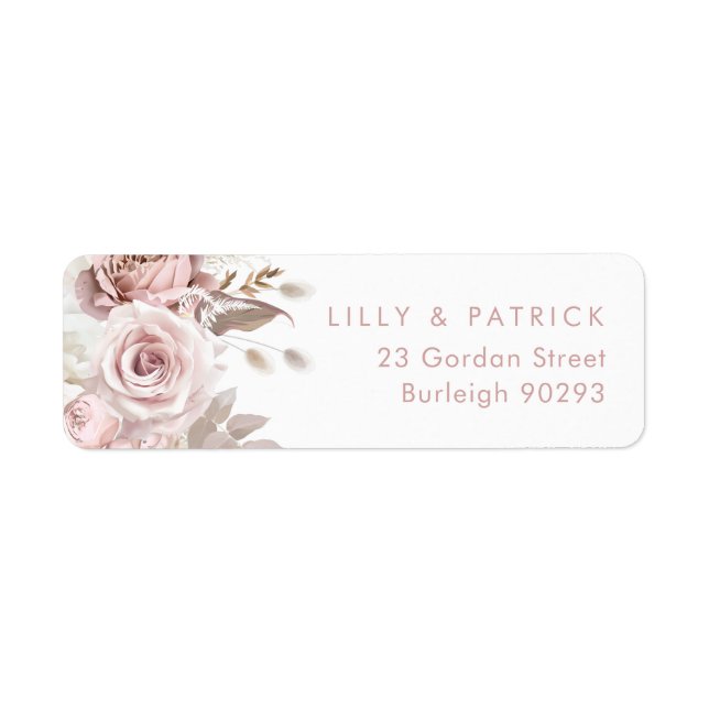 Dusty Rose & Blush Modern Wedding Return Address (Front)