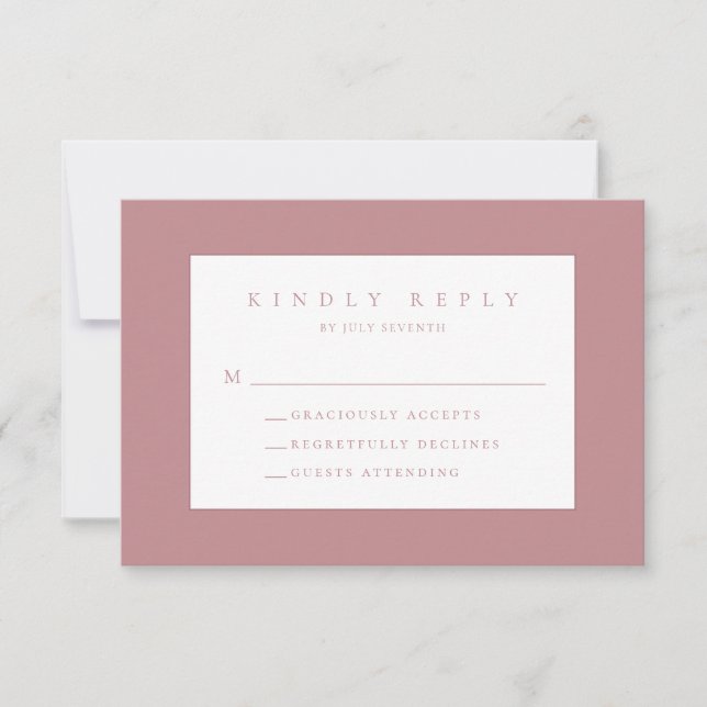 Dusty Rose Blush Modern Wedding RSVP Card (Front)