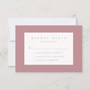 Dusty Rose Blush Modern Wedding RSVP Card
