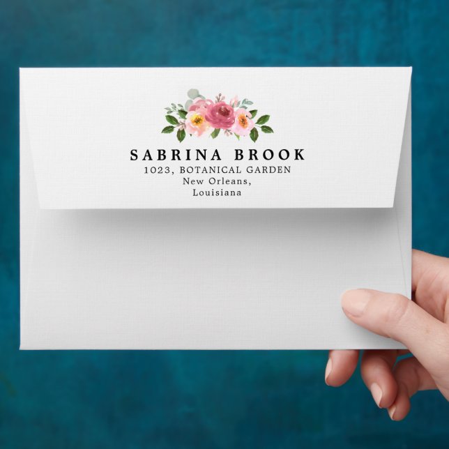 Dusty Rose | Blush Pink  Floral Wedding Envelope (Hand)