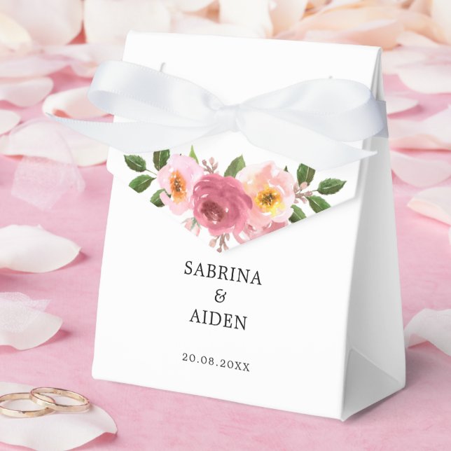 Dusty Rose | Blush Pink Floral Wedding Favour Box (Wedding)