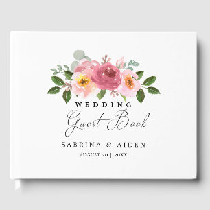 Dusty Rose Blush Pink Floral Wedding Guest Book