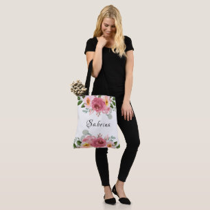 Dusty Rose   Blush Pink Floral Wedding Tote Bag