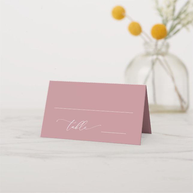 Dusty Rose Blush Pink Minimalist 1 Wedding Place Card (Front)